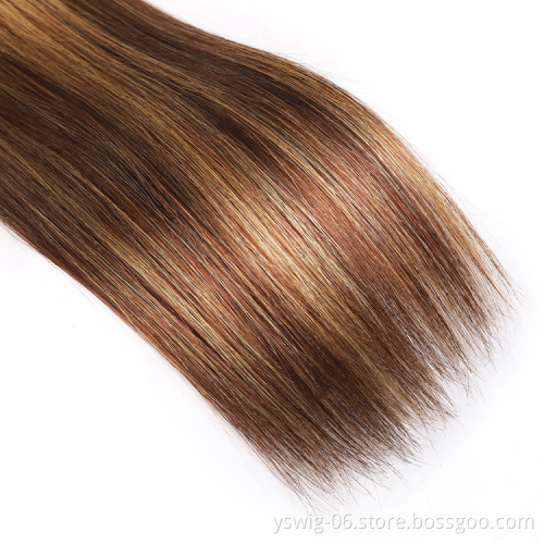 12A Russian Hair weft Double drawn 100g Straight Piano Color Mix Brown Blonde Bundles Virgin Human Hair Extensions